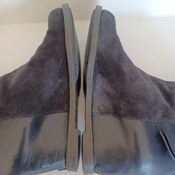 BUTTERO Ankle Boots Minimalist Lagenlook Black Suede Leather Wedge Sz 37.5 - Picture 6 of 11